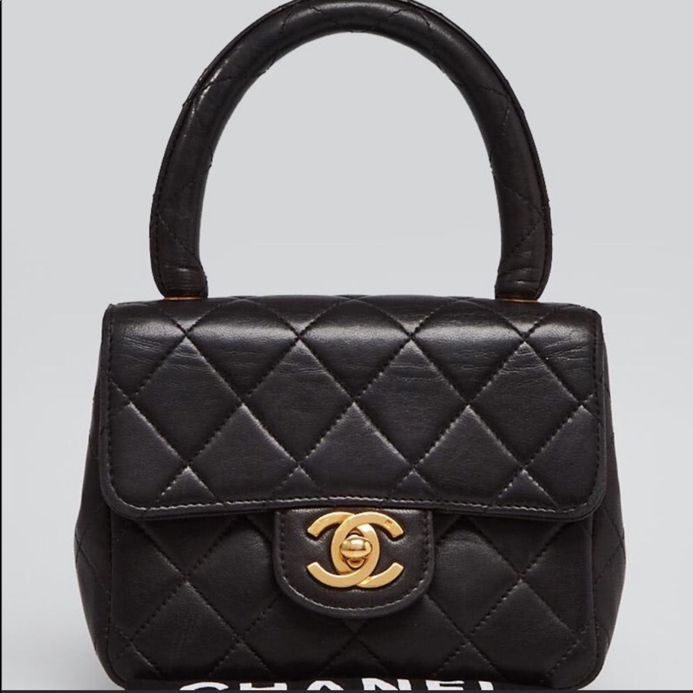 1994 Rare Chanel Quilted Top Handle Flap Bag - Picture 1 of 8